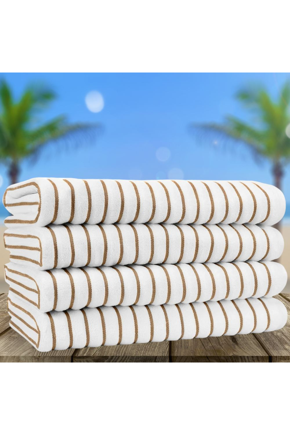Striped Cotton Beach Towels - Set of 4
