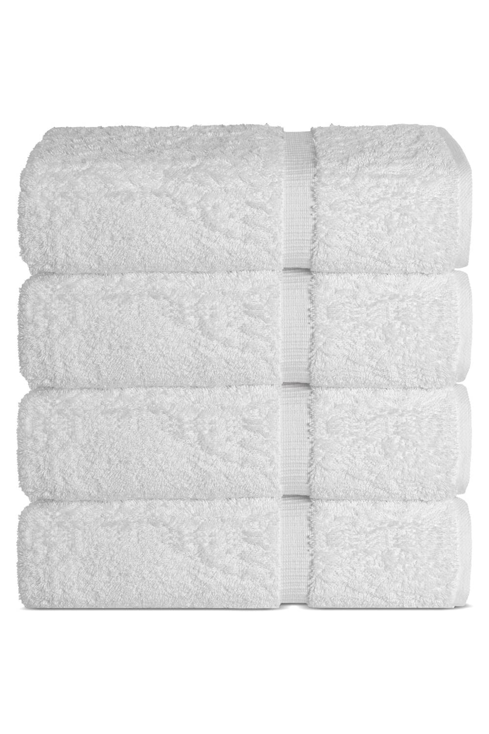 Turkish Cotton Bath Towels - White, Set of 4